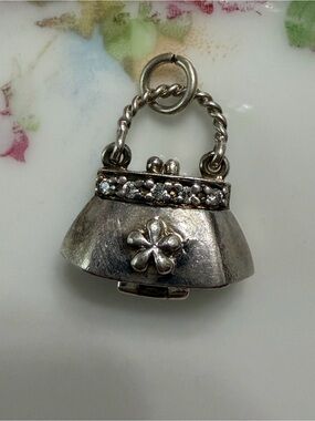 Vintage Sterling & Zirconia Articulated Purse Charm (Firm)